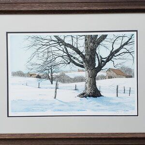 Carol Collette First Snow Winter Scene 19x24 Etching / Art Print